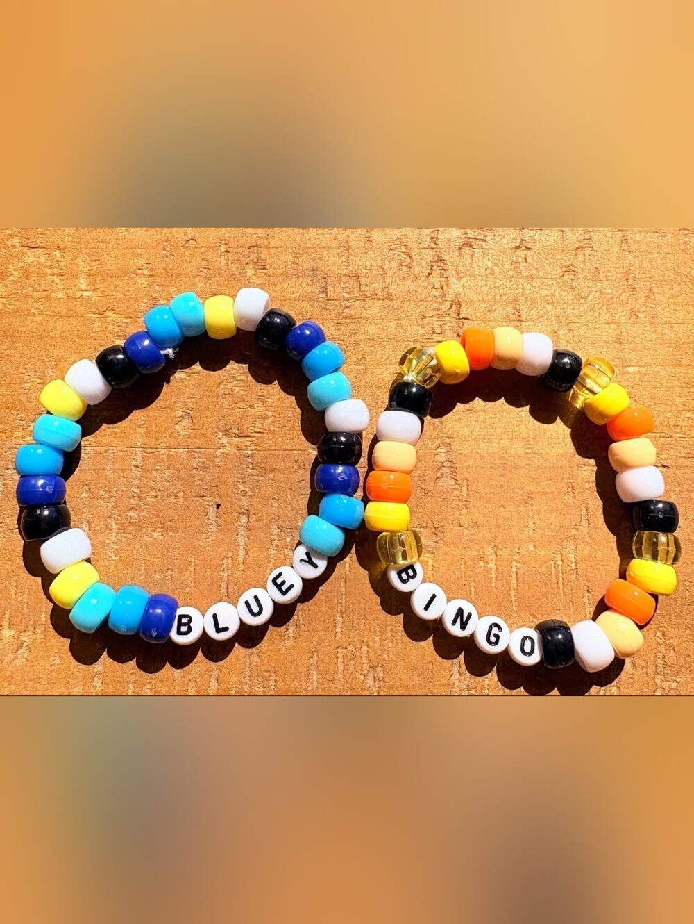 Disney Bluey Matching Set Of 2 Handmade Kandi 'Bluey' and 'Bingo' Bracelets
